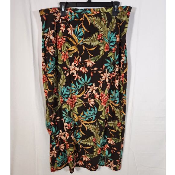 NEW Judith Hart 20W $62 Tropical Floral A-Line Maxi Skirt Plus Paradise - Picture 1 of 7